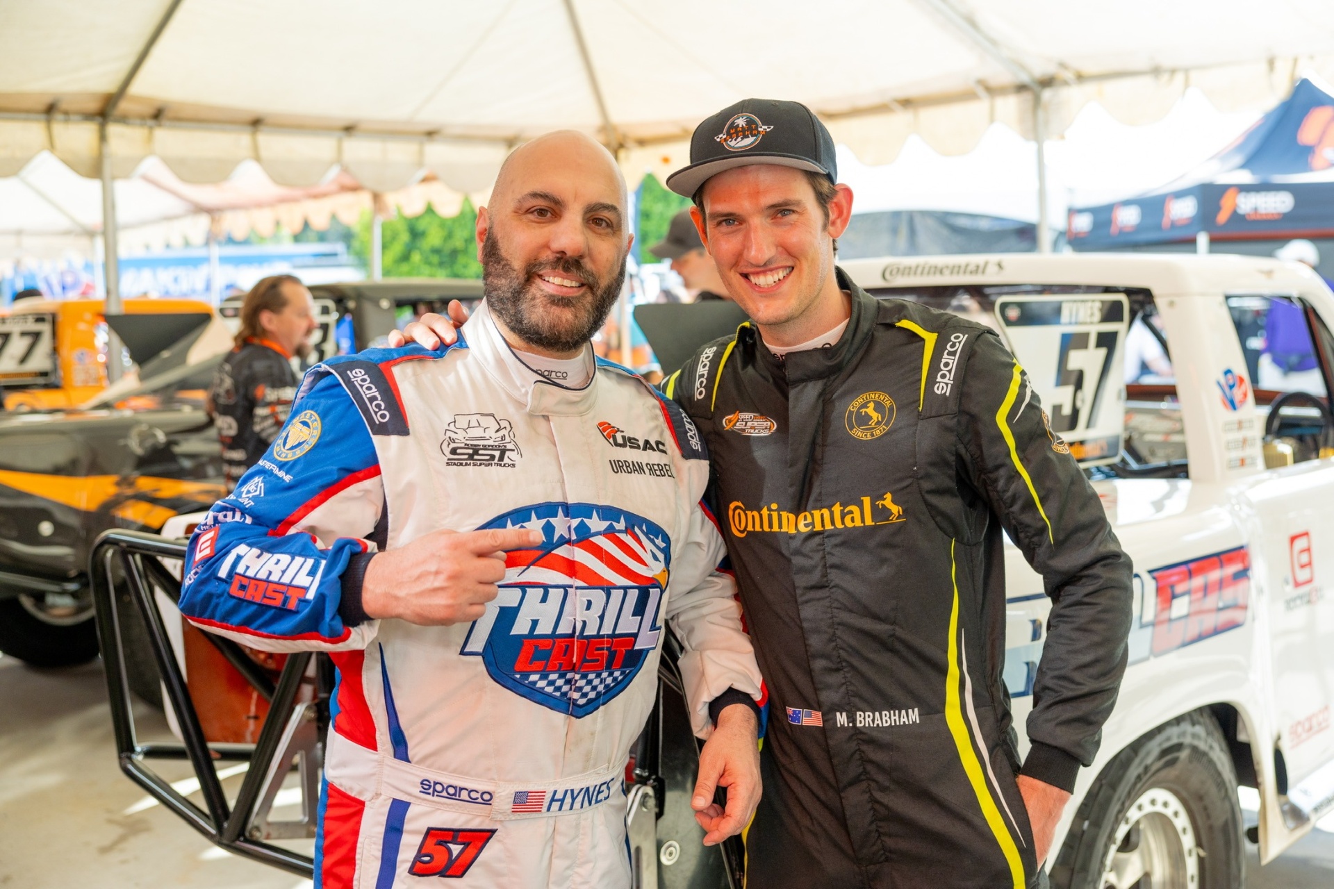 Bill Hynes with Matt Brabham in the Stadium SUPER Trucks paddock